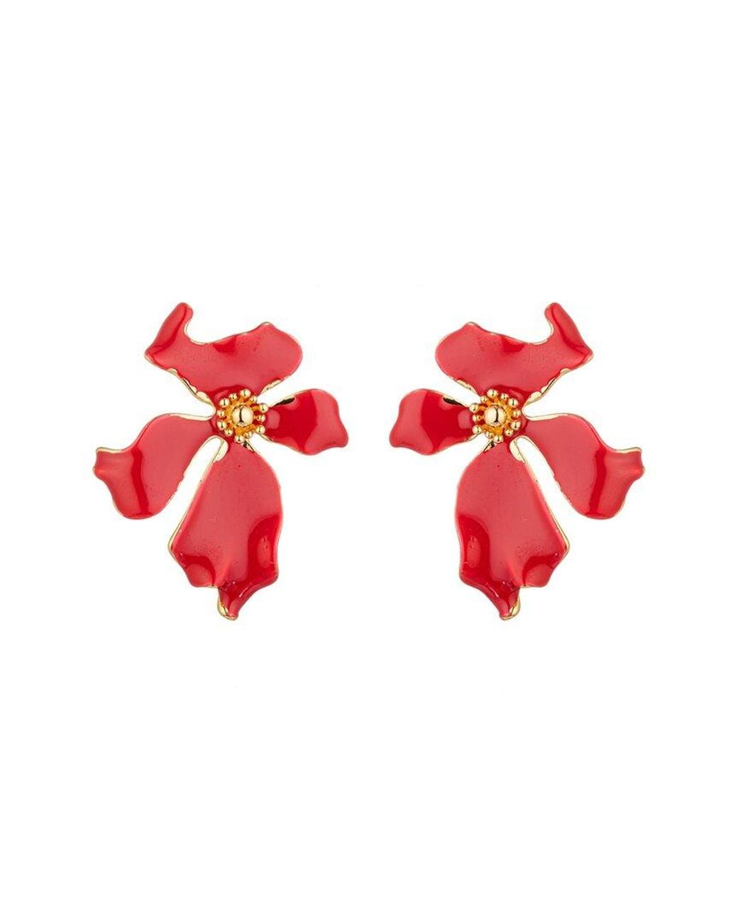 Eye Candy LA Red Olivia Flower Earrings
