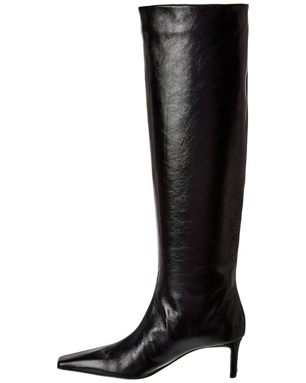 Khaite Black Ona Leather Knee-High Boot