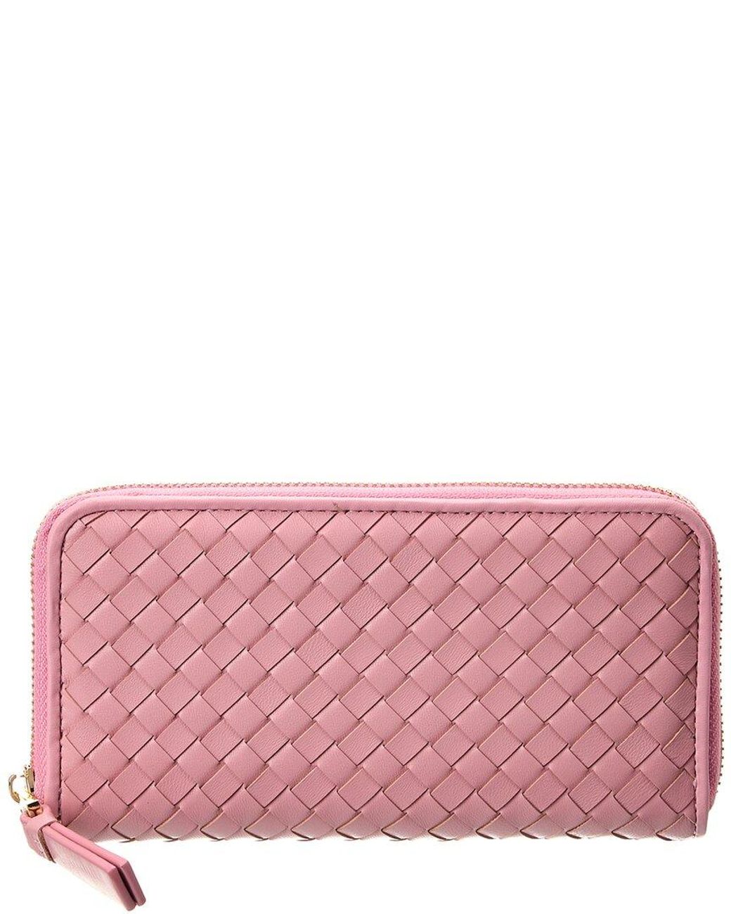 Tiffany & Fred Paris Pink Woven-Leather Wallet