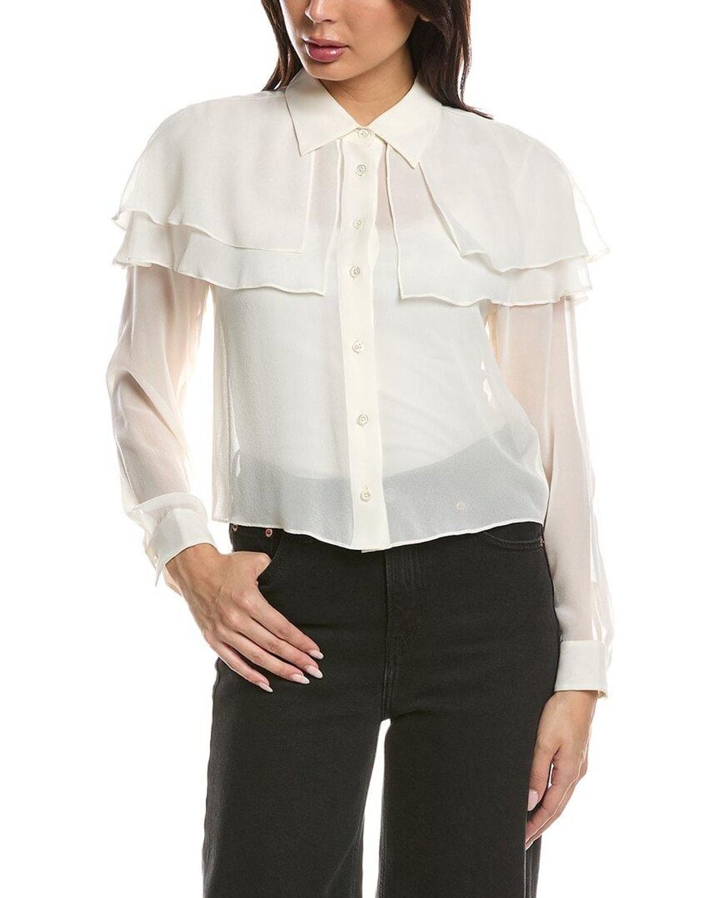 FRAME White Frame The Silk Cape Blouse