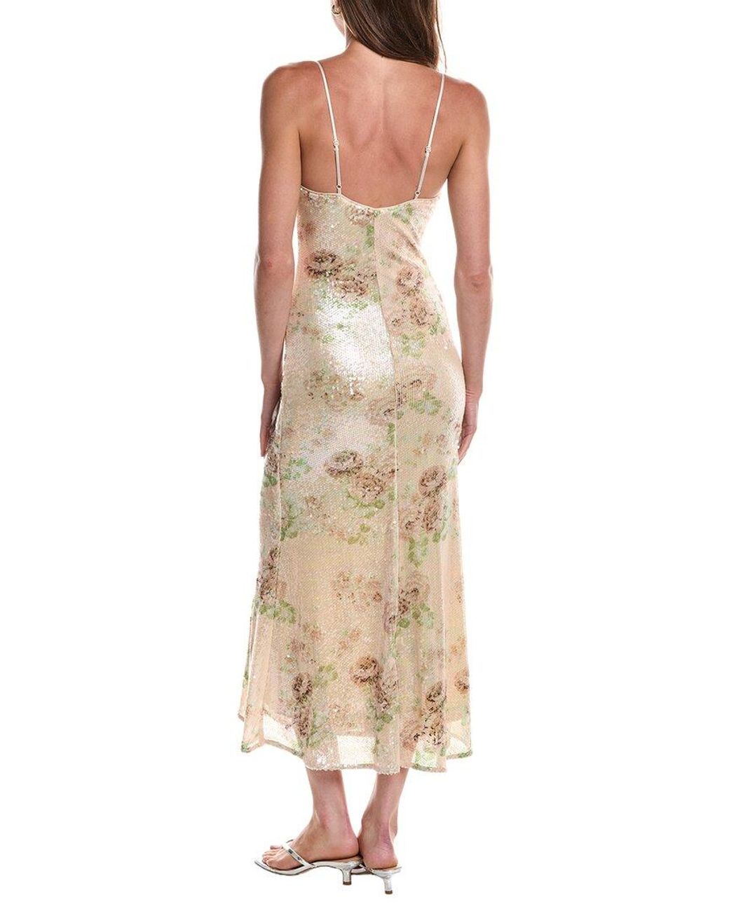 Bardot Natural Adoni Sequin Mesh Midi Dress
