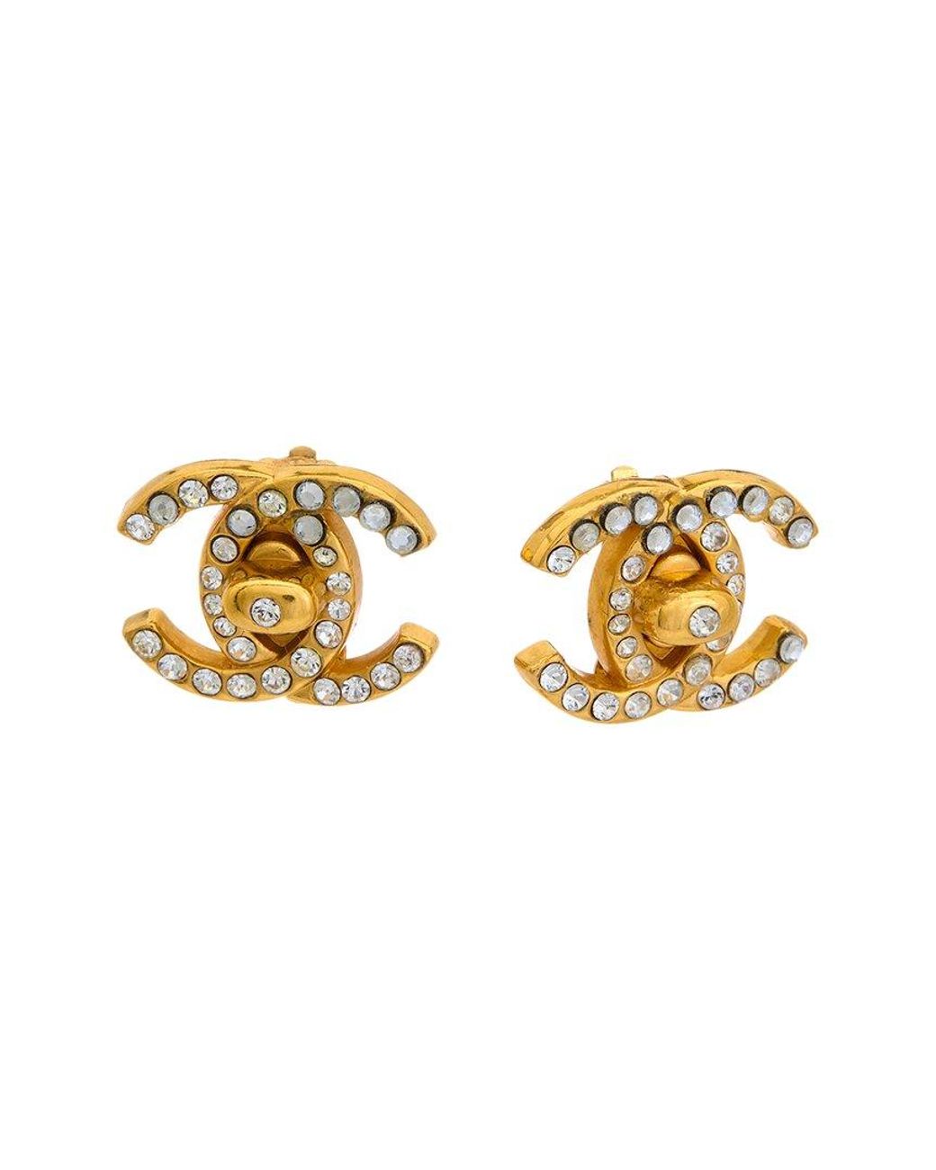 Chanel Turn Lock Coco Mark Gp Earrings in Metallic