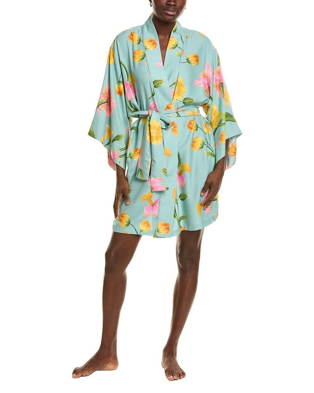Natori Blue Solene Matte Charmeuse Robe