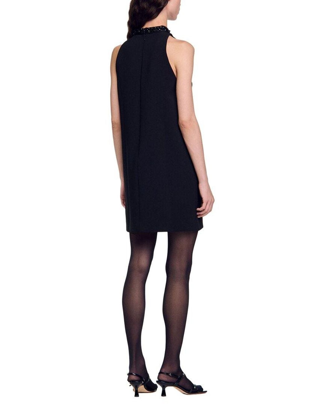 Sandro Blue Basic Jewel Neck Mini Dress
