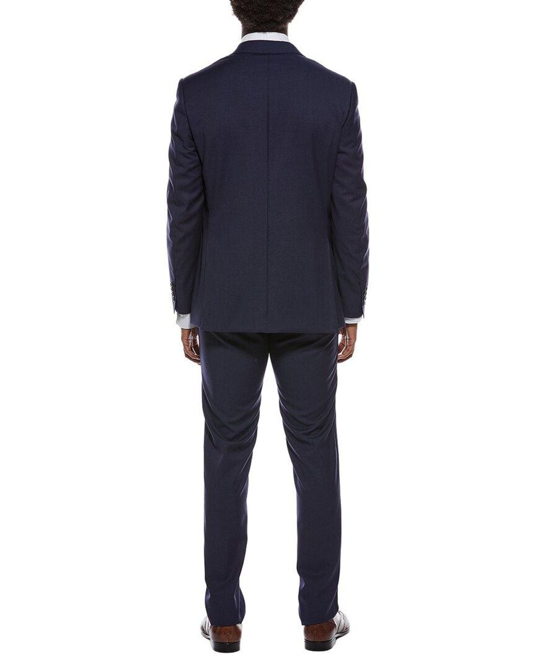 Canali Blue 2Pc Wool Suit With Flat Front Pant for men