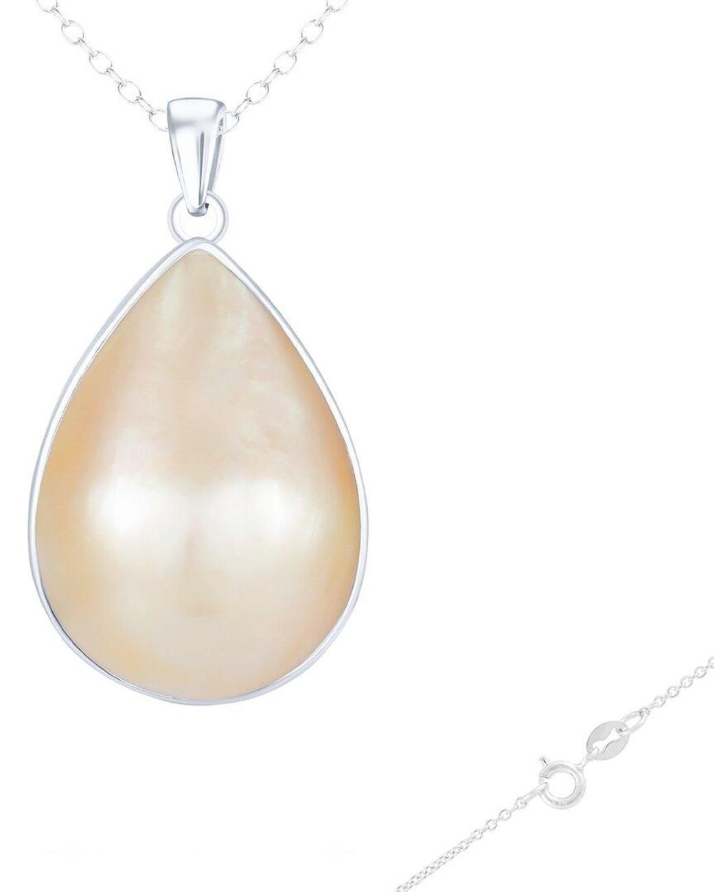 Splendid White 10X15Mm Pearl Plated Pendant