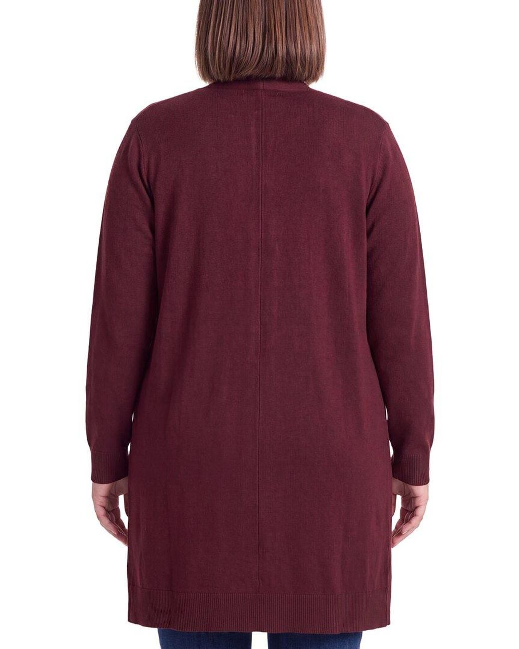 Anne Klein Purple Plus Pacifico Rib Pocket Cardigan
