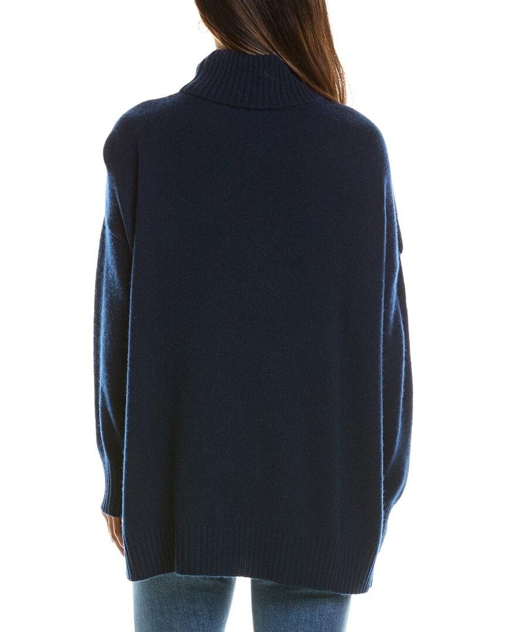 Forte Blue Luxe Mock Neck 100% Cashmere Sweater