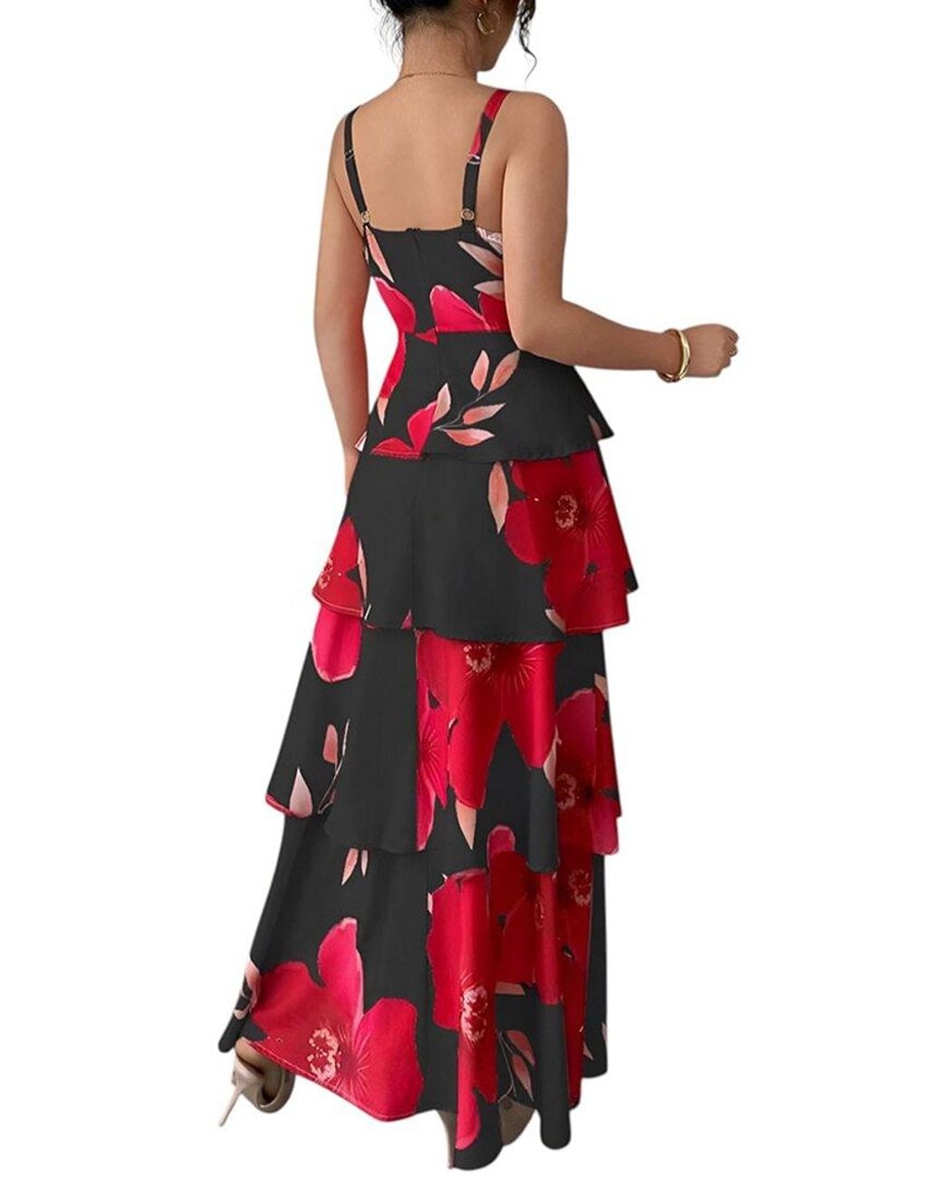 Vincent Red Silvia Rufino Maxi Dress