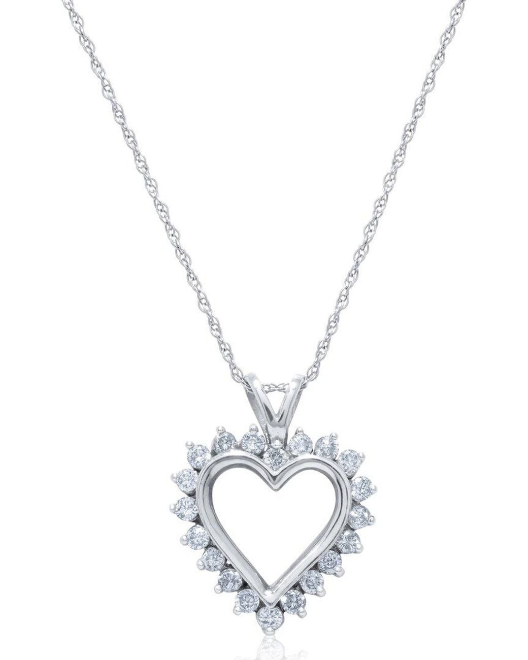 Diana M Metallic Fine Jewelry 14k 0.50 Ct. Tw. Diamond Heart Pendant Necklace
