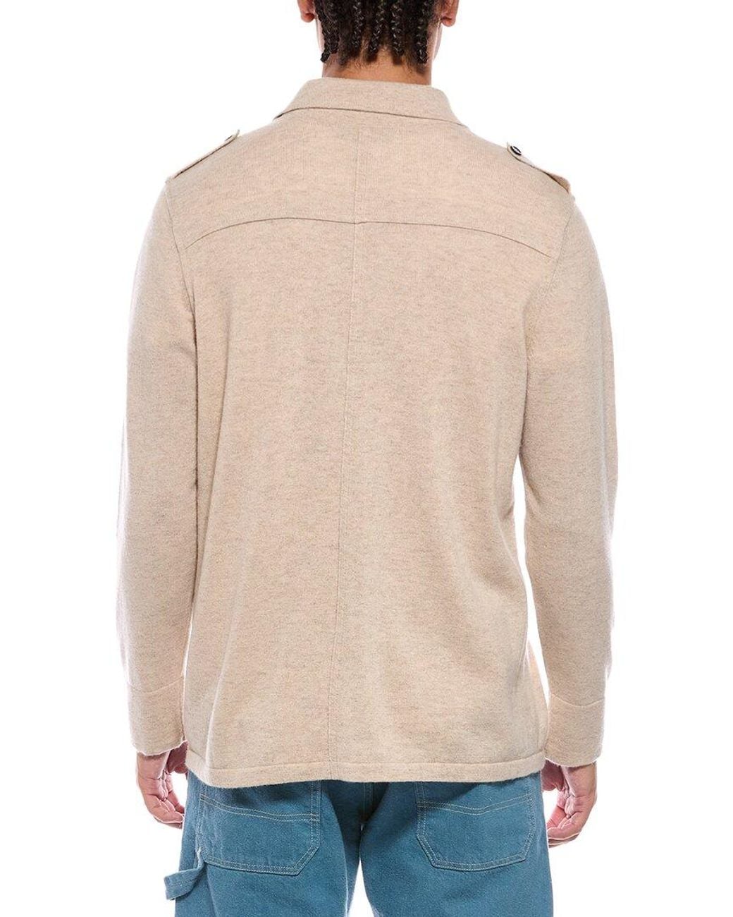 N.Peal Cashmere Natural 100% Cashmere Safari Shirt for men
