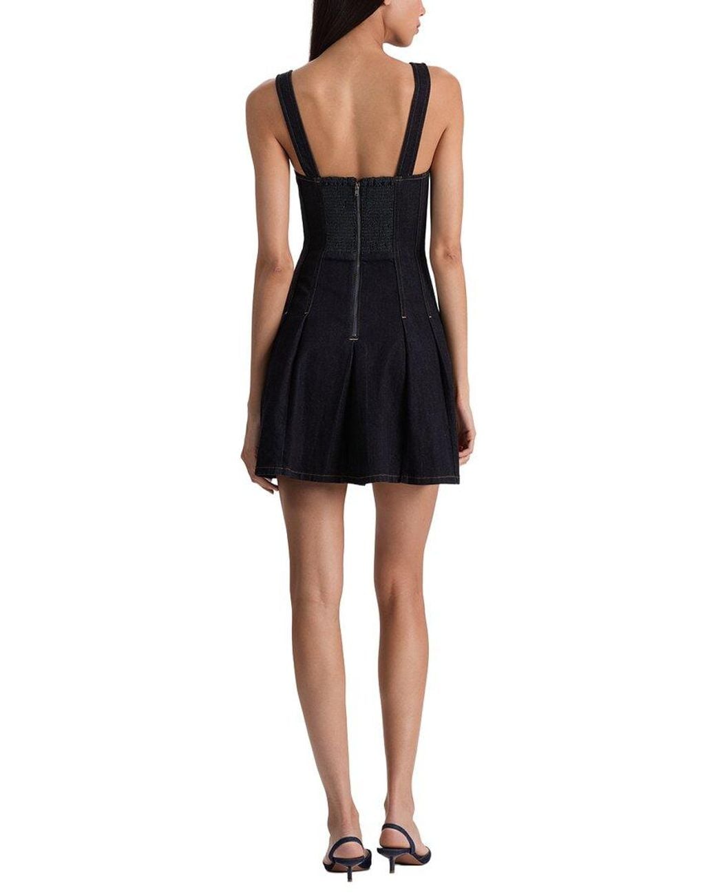 Alice + Olivia Black Hollis Flared Denim Mini Dress