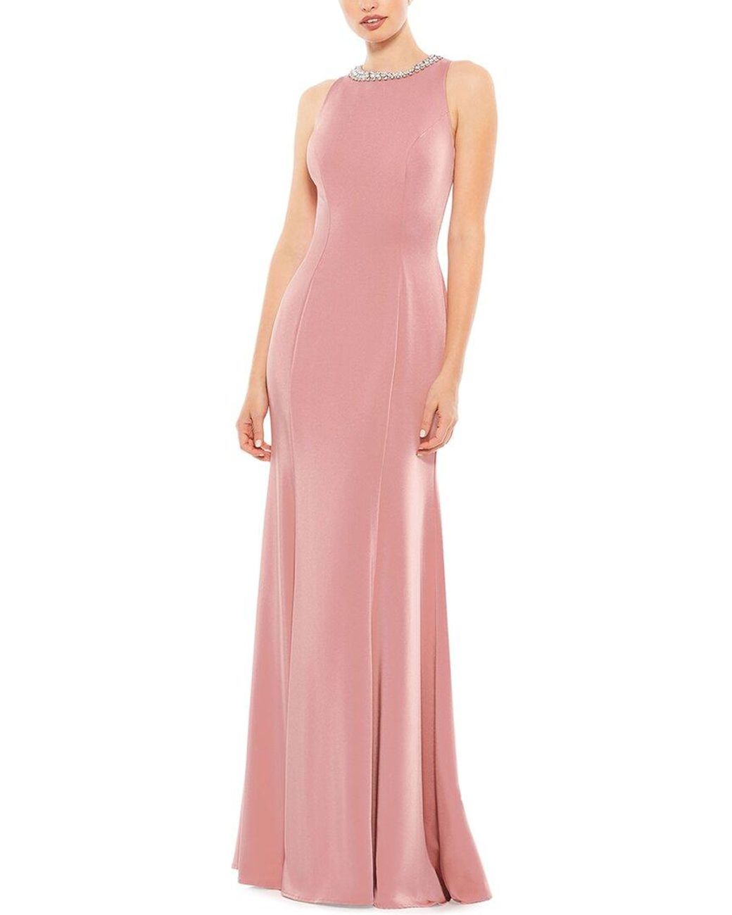 Mac Duggal Pink Embellished Neck Trumpet Gown