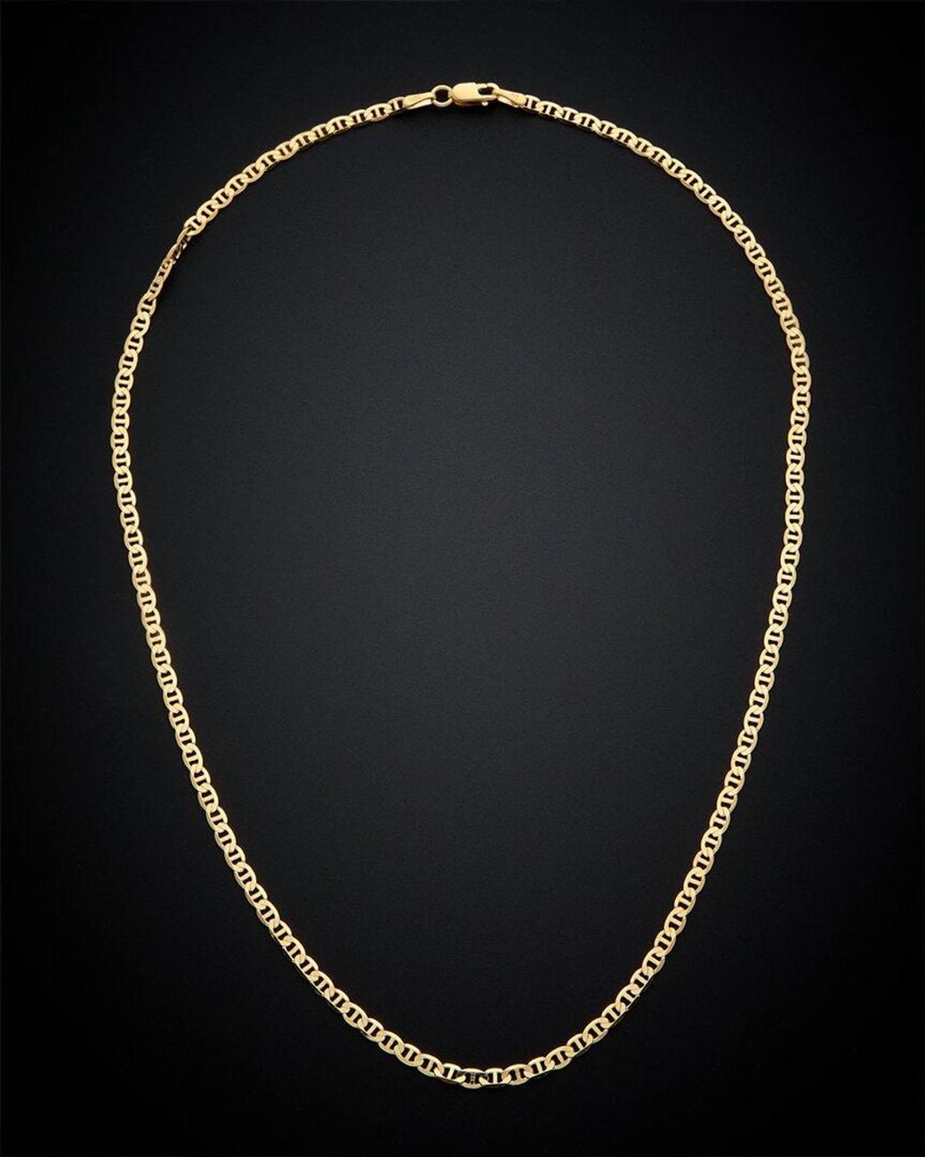 Italian Gold Black 14k Mariner Link Necklace