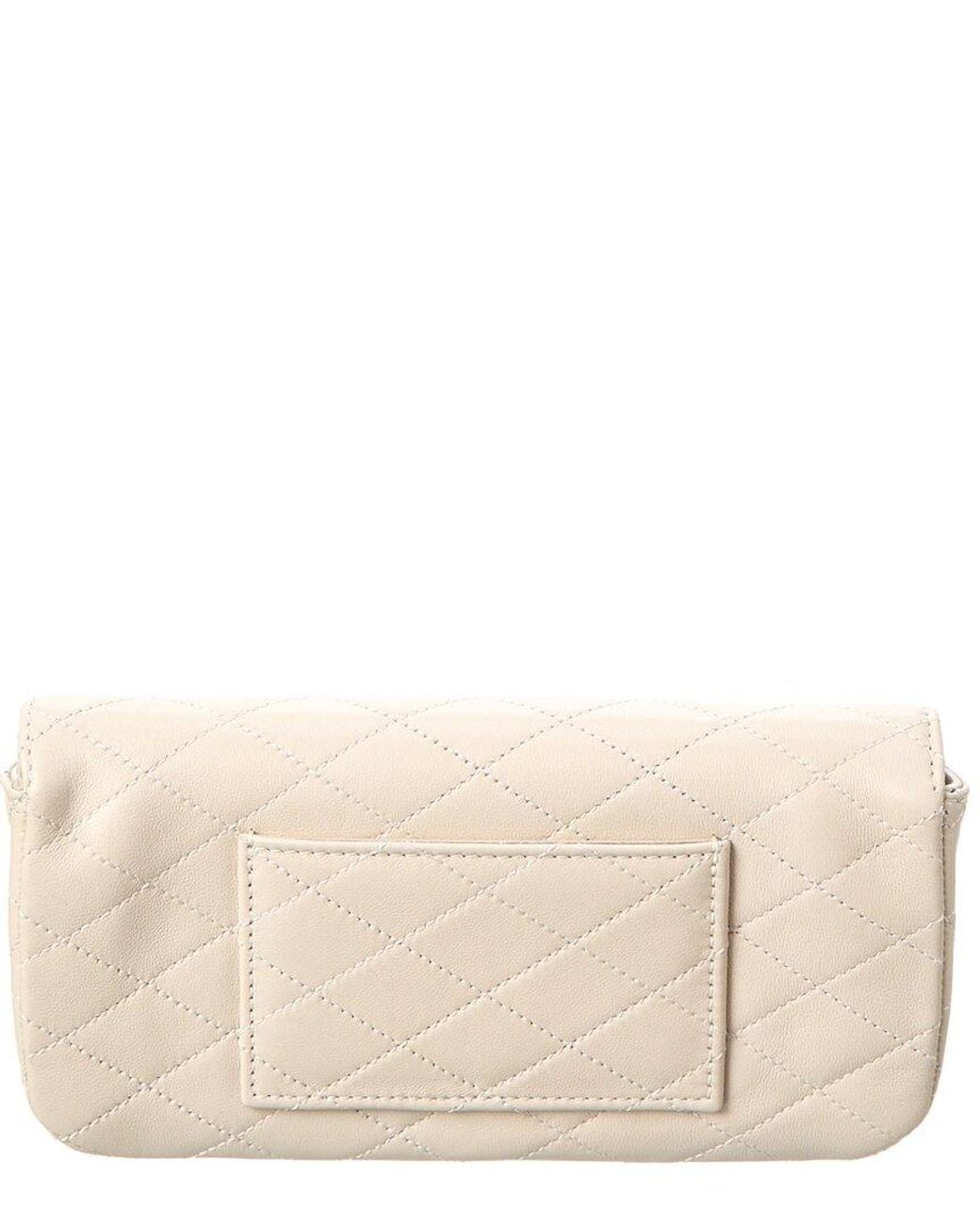 Saint Laurent Natural Gaby Chain Quilted Leather Phone Holder