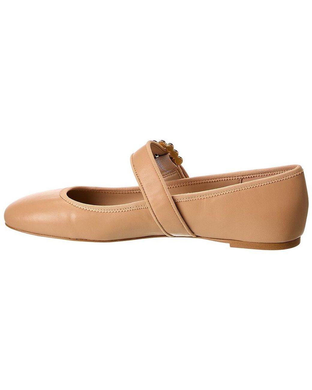 Stuart Weitzman Natural Piper Leather Ballet Flat