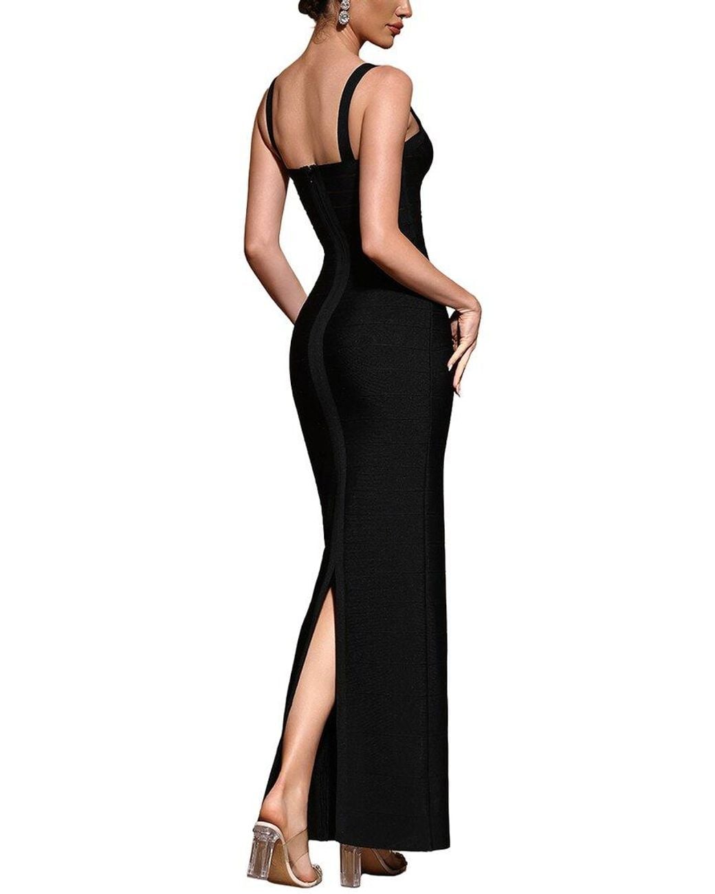 Dilireba Black Sleeveless Solid Maxi Dress
