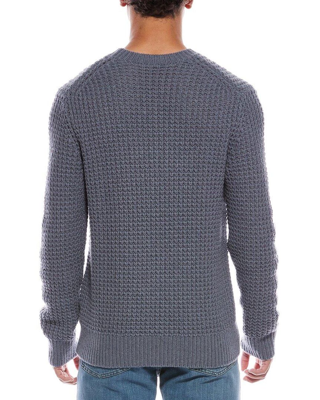 Vince Blue Macro Waffle Wool & Cashmere-Blend Crewneck Sweater for men