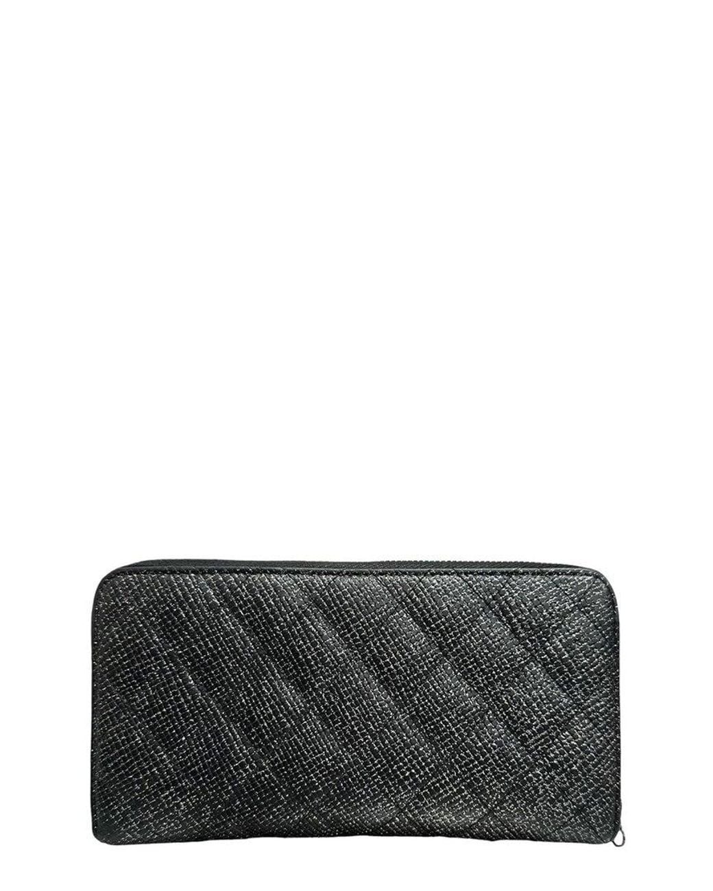 Chanel Gray Black Calfskin Long Wallet (authentic Pre-loved)