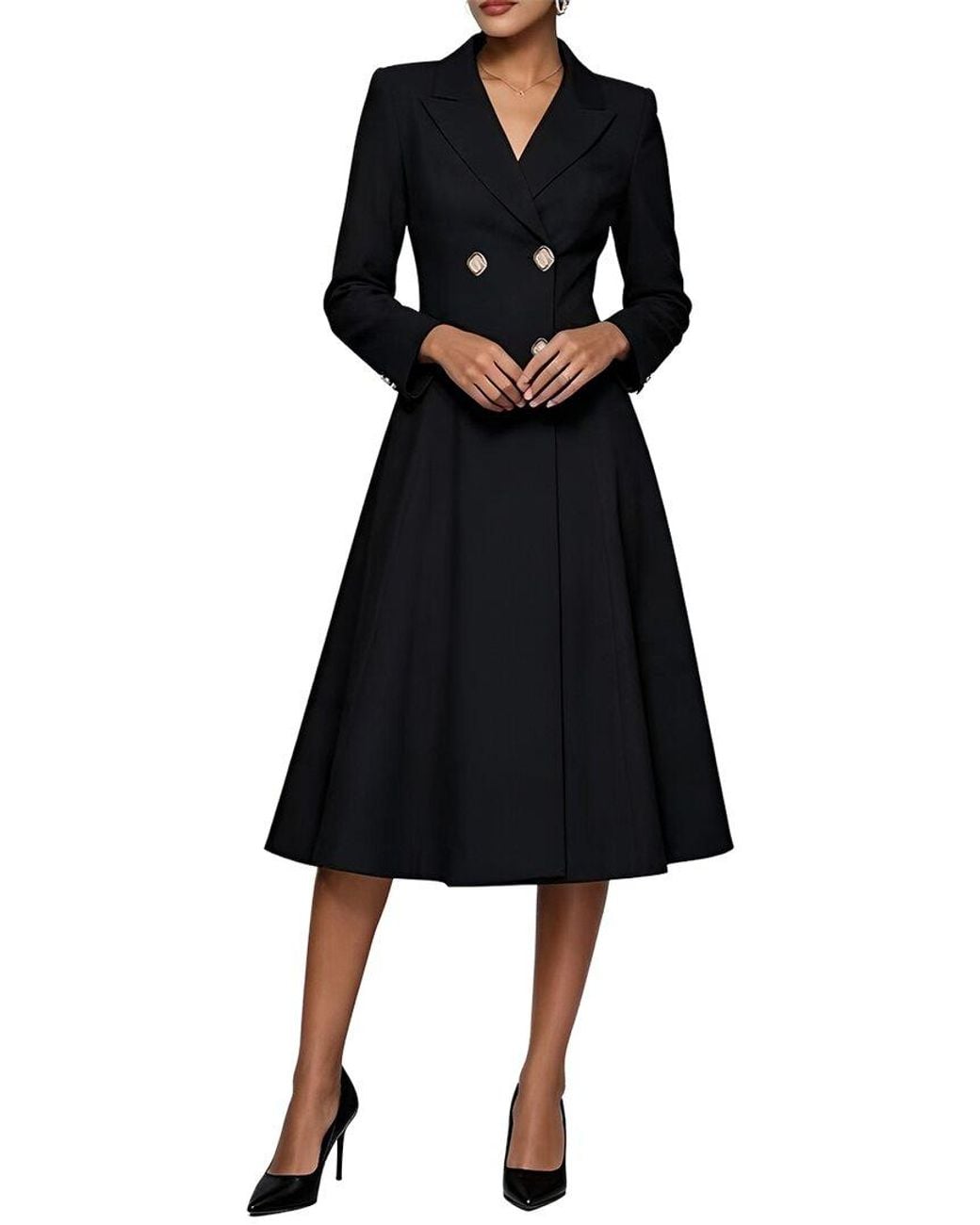 Linda Charm Black Midi Dress