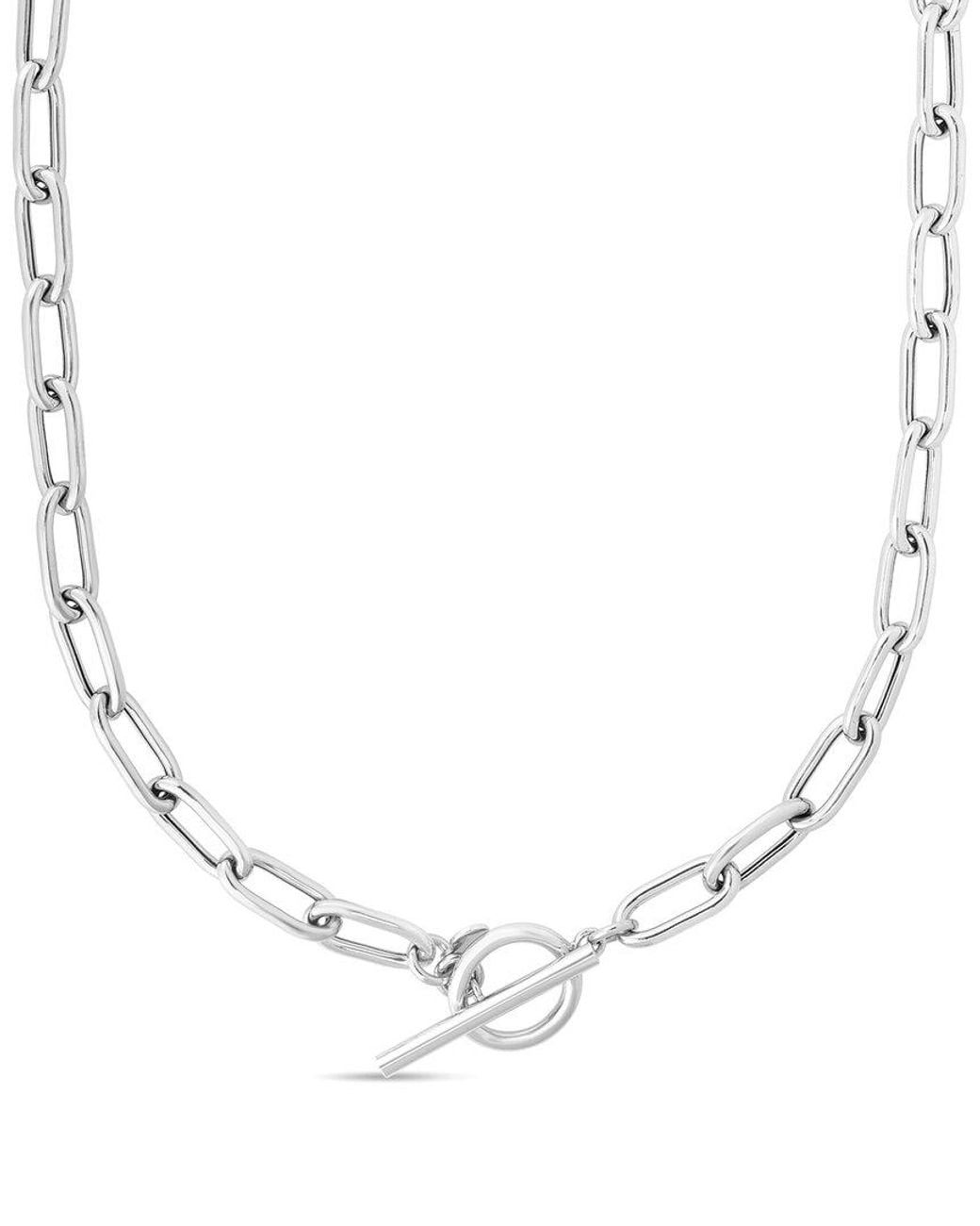 Italian Silver White Toggle Necklace for men