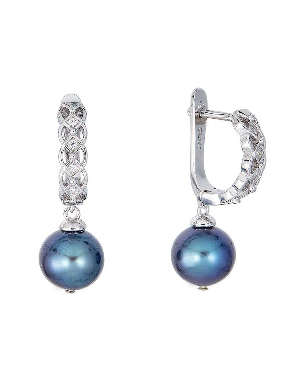 Belpearl Multicolor Silver 9mm Pearl Cz Hoops