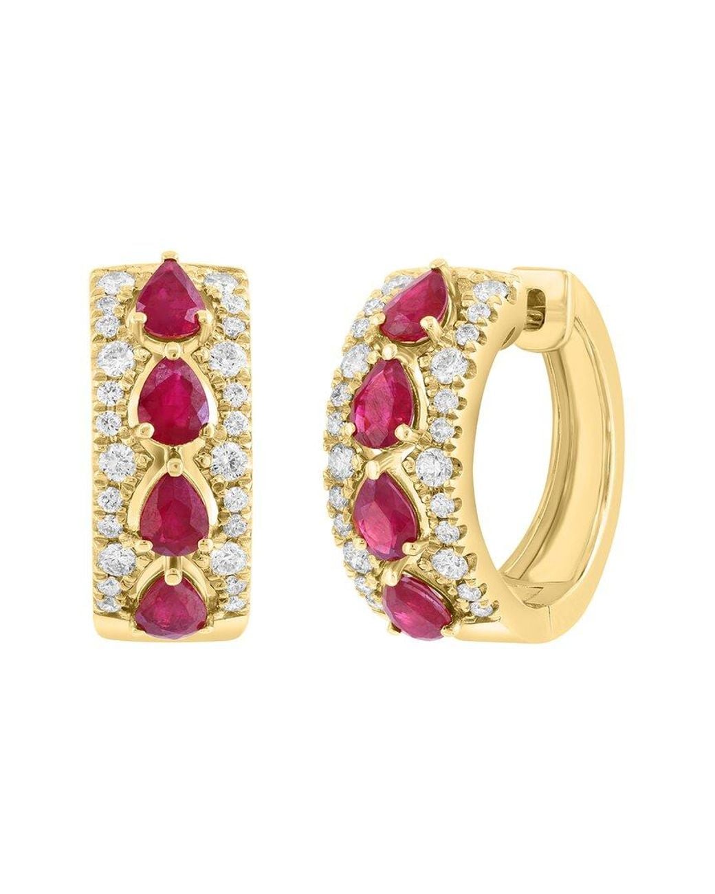 Effy Fine Jewelry Pink 14K Rose 2.52 Ct. Tw. Diamond & Ruby Earrings