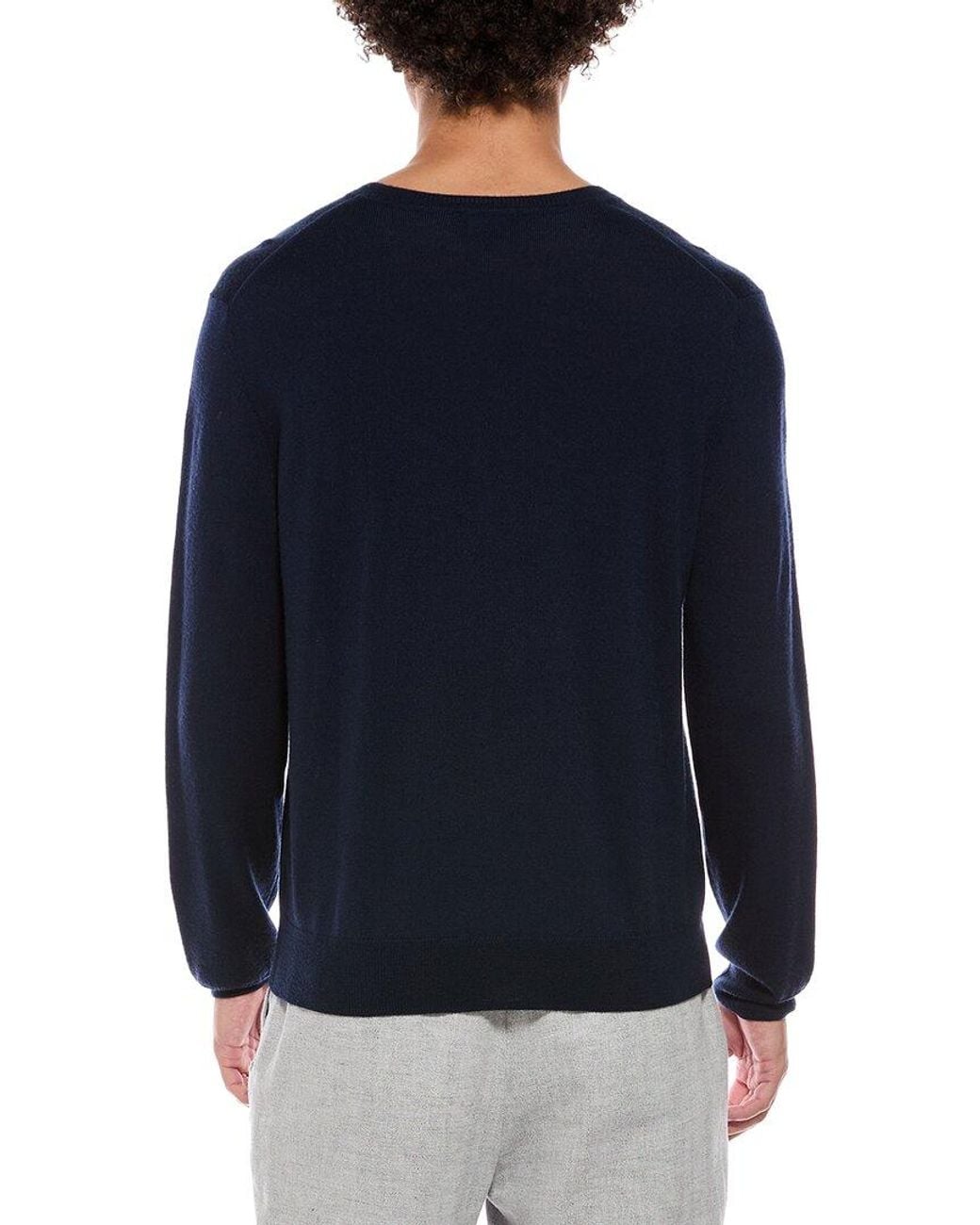 Bruno Magli Blue Merino Wool-Blend V-Neck Sweater for men