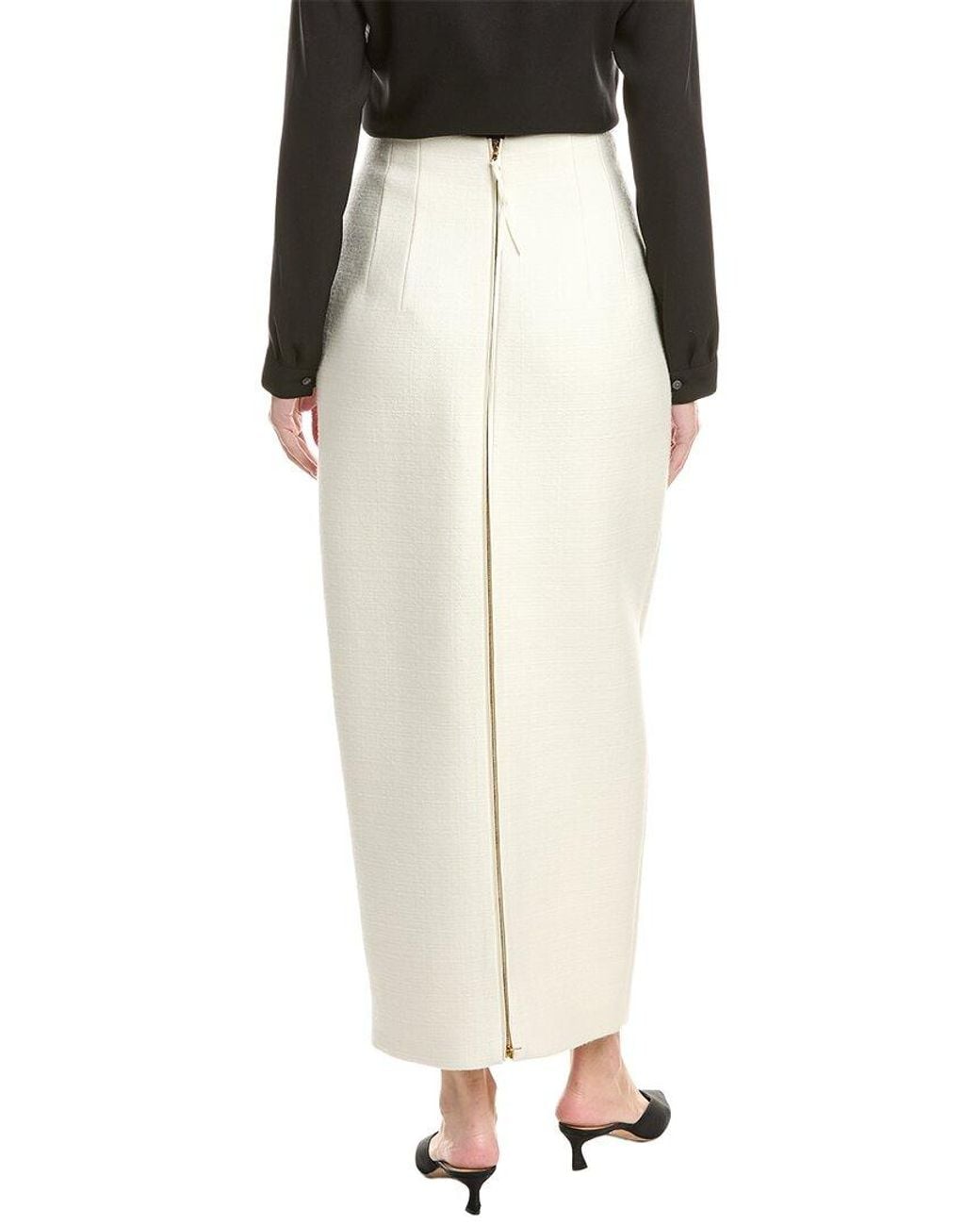 Adam Lippes White Perry Wool & Silk-Blend Skirt