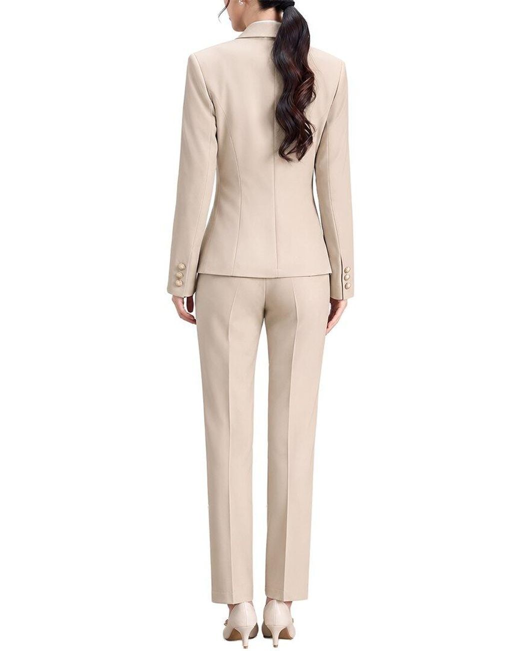 Olivia Taylor Natural 2Pc Jacket & Pant Set
