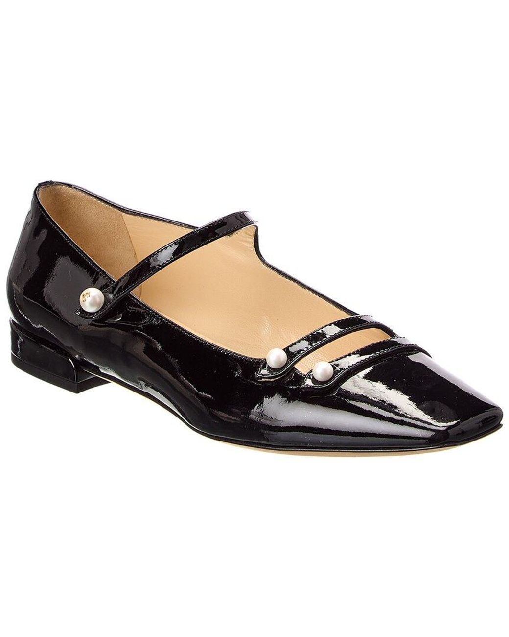 Jimmy Choo Black Anya Patent Ballerina Flat