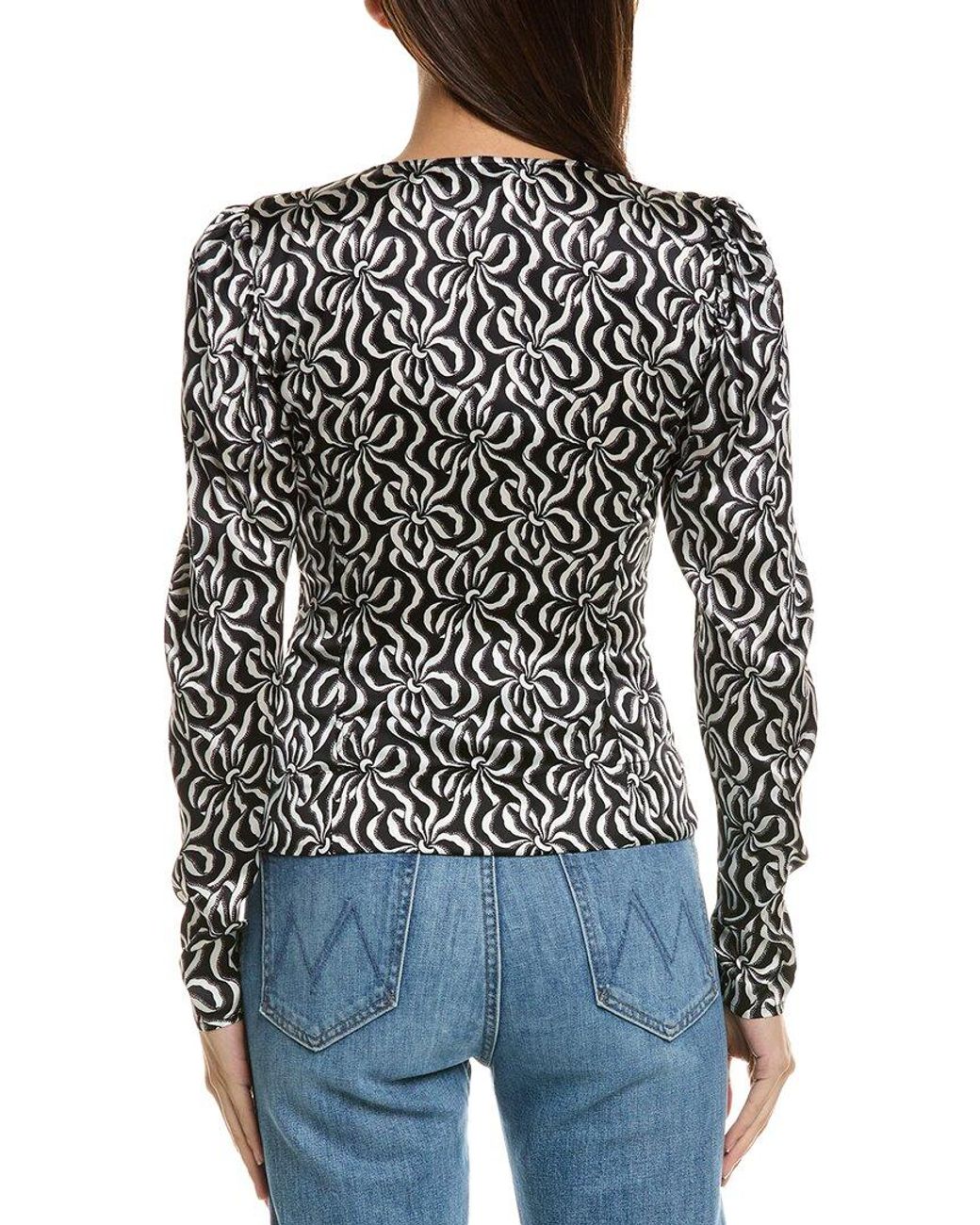 Ganni Black Stretch Satin Silk-blend Top