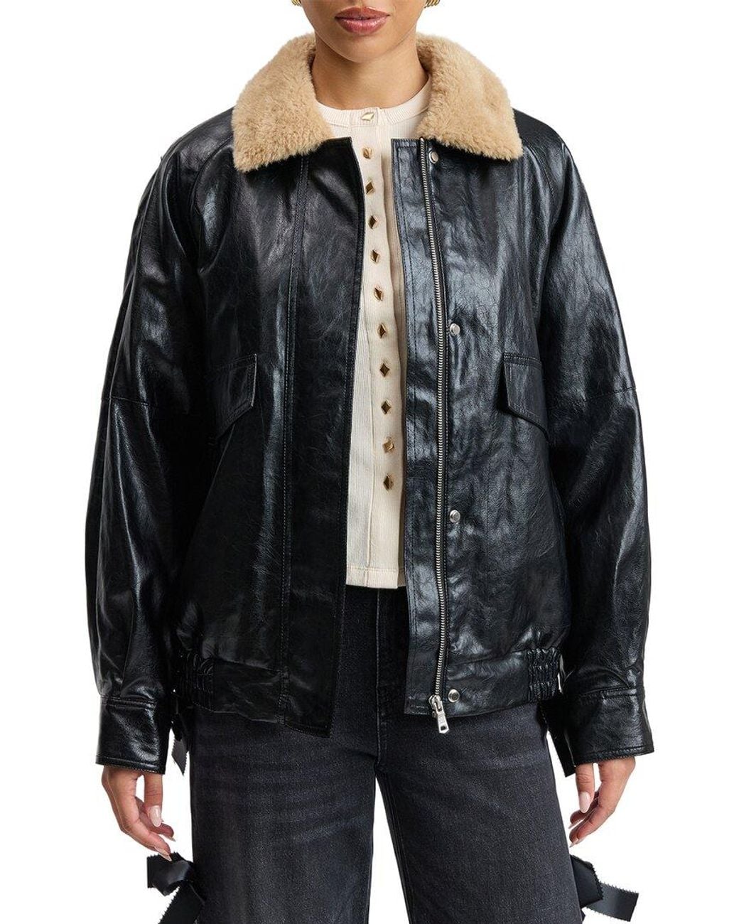 Avec Les Filles Black Effect Collar Jacket