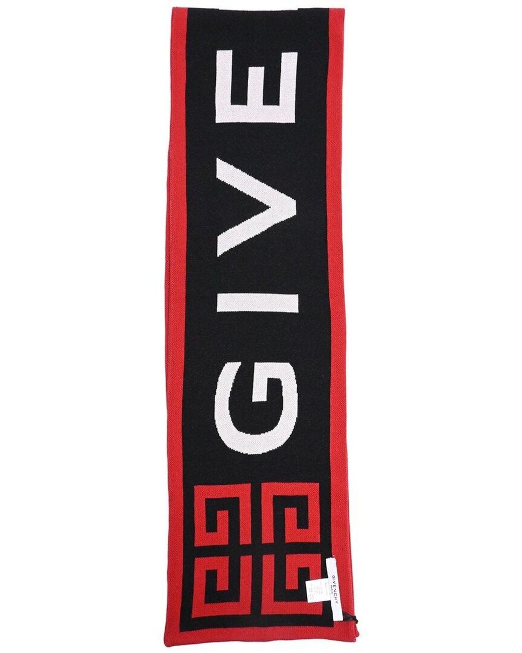 Givenchy Red Logo-Print Scarf (Authentic Pre-Loved)