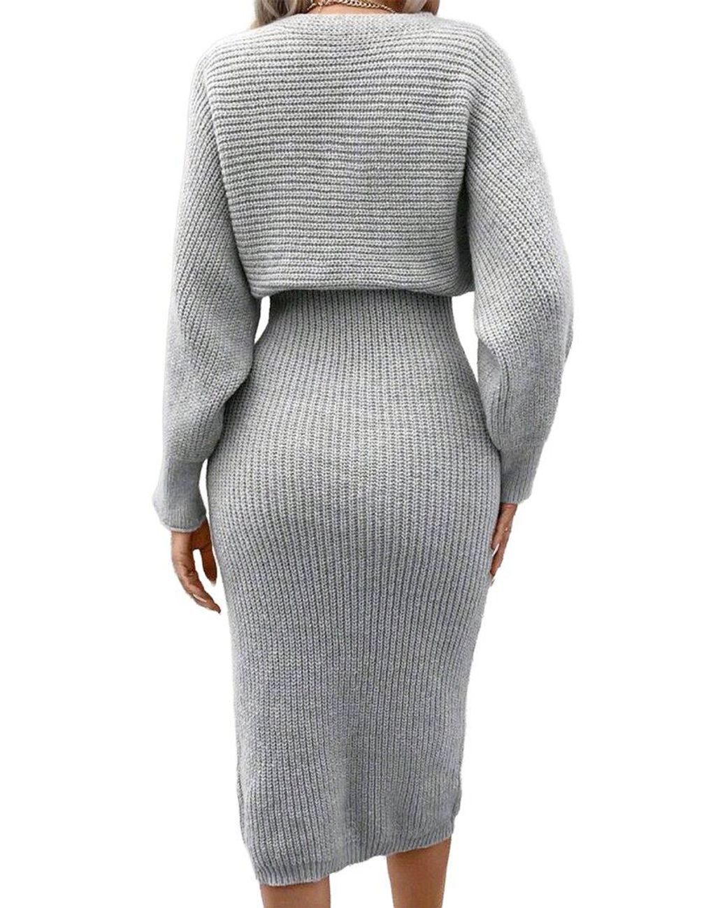 Kayla Paris Gray 2Pc Cardigan & Dress Set