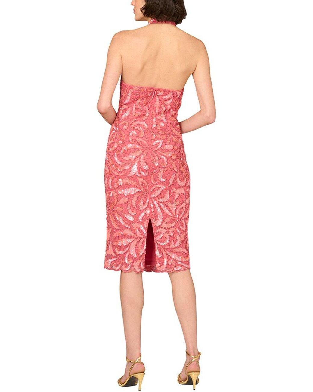Aidan Mattox Red Embellished Midi Dress