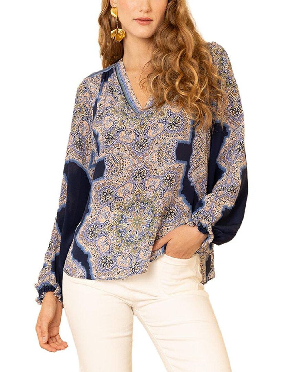 Hale Bob Blue Layne Silk Top