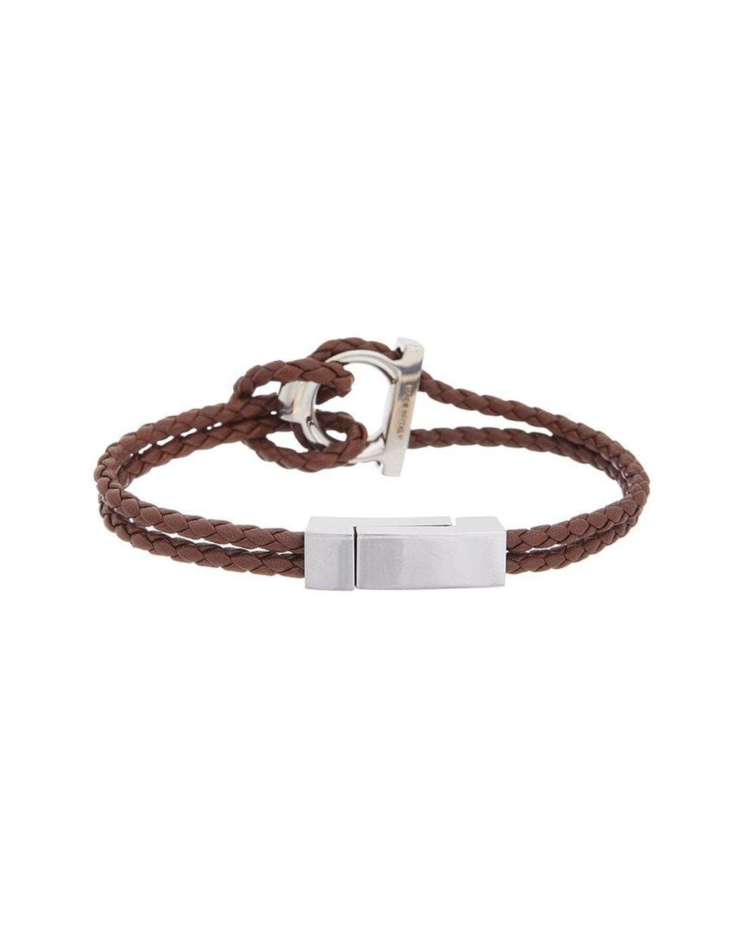 Ferragamo White Gancini Leather Bracelet