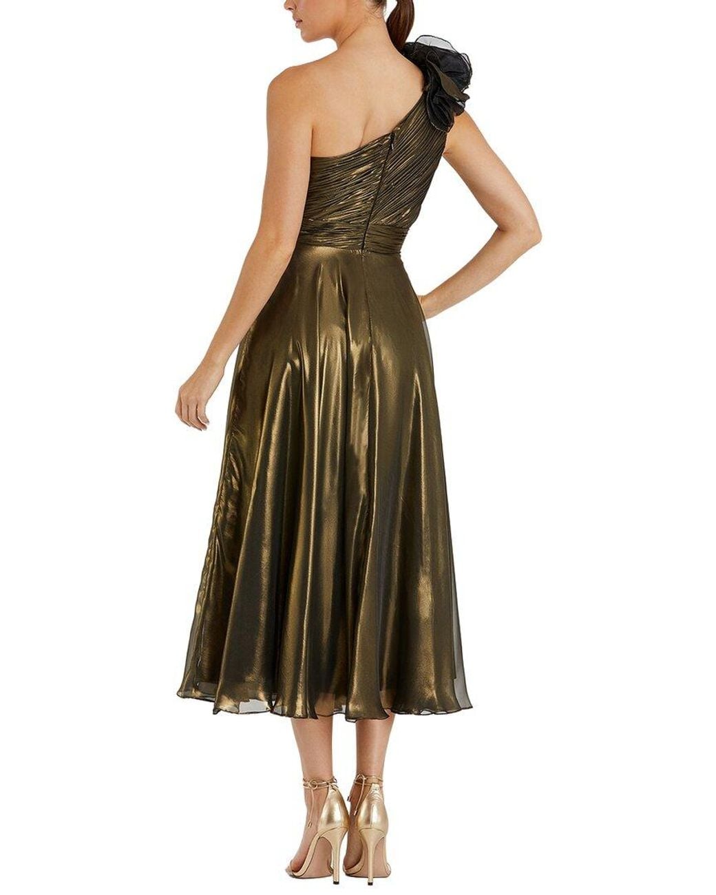 Mac Duggal Green 3D Flower Midi Dress