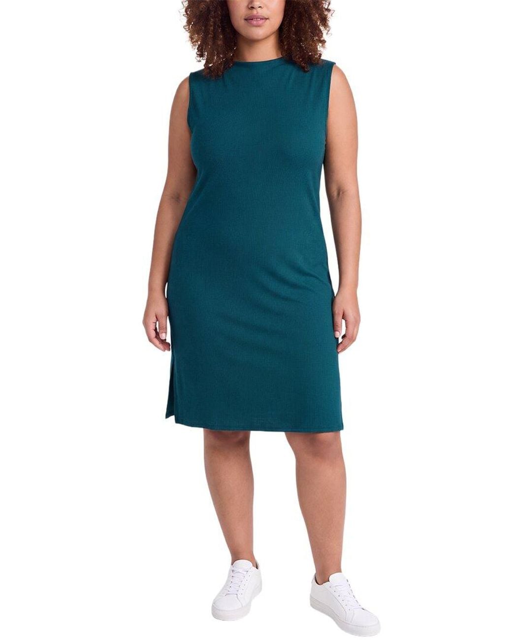 Eileen Fisher Blue Funnel Neck Dress