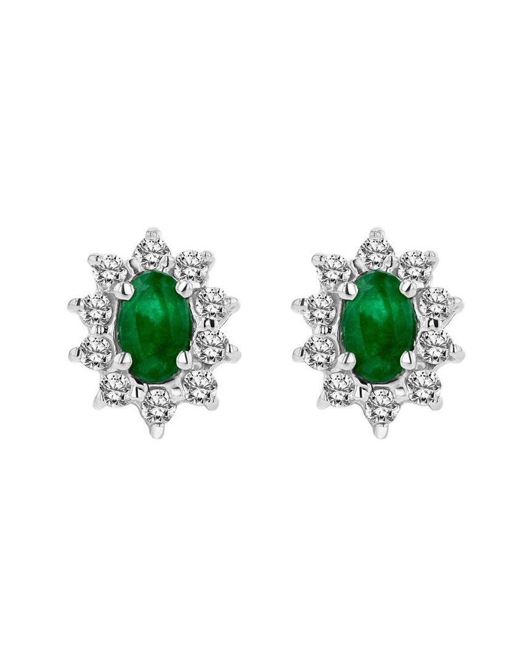 Diana M Green Fine Jewelry 14k 0.70 Ct. Tw. Diamond & Emerald Earrings