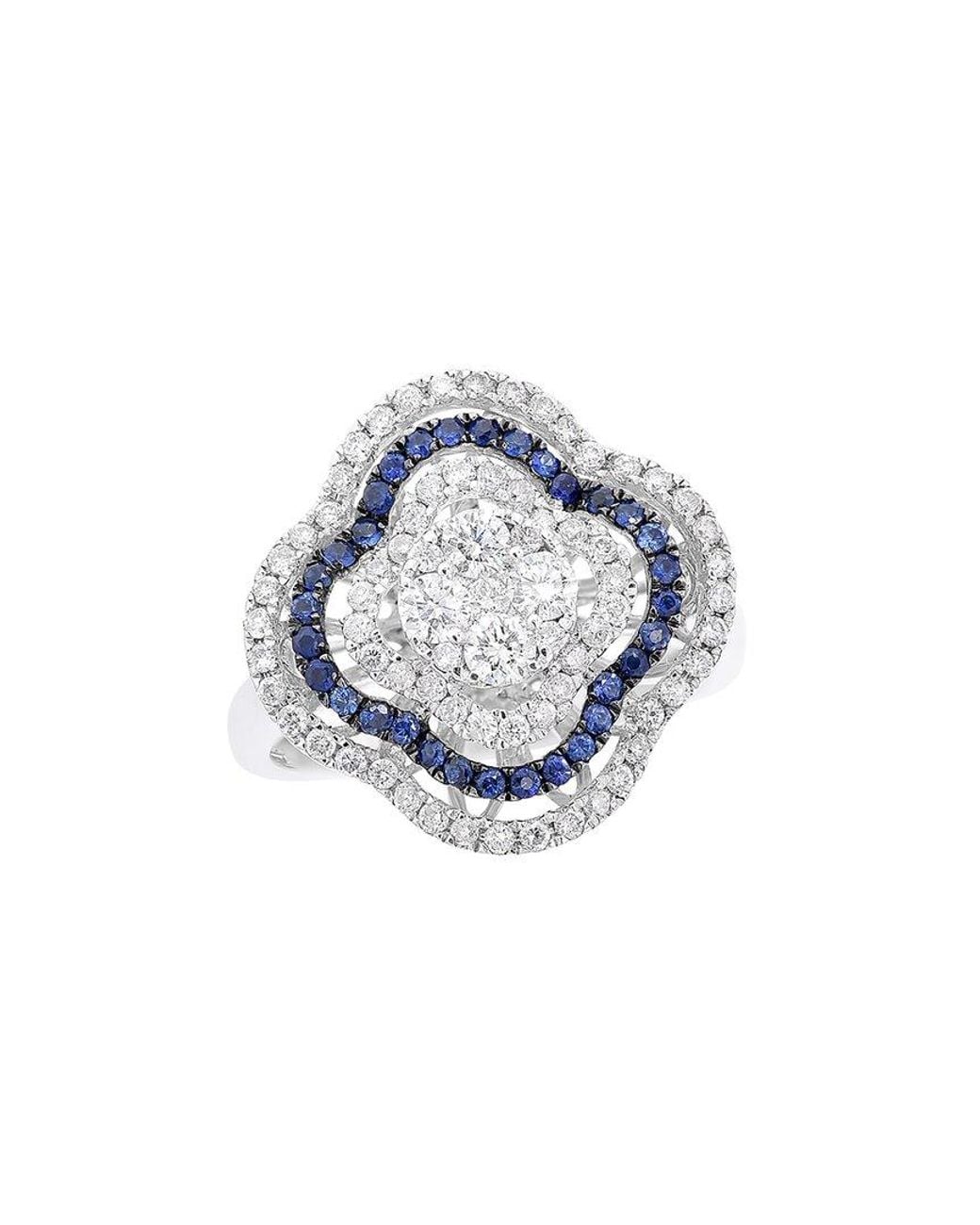 Diana M Blue Fine Jewelry 14k 1.26 Ct. Tw. Diamond & Sapphire Half-eternity Ring