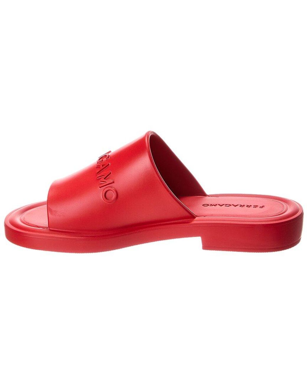 Ferragamo Red Giuneva Rubber Sandal for men