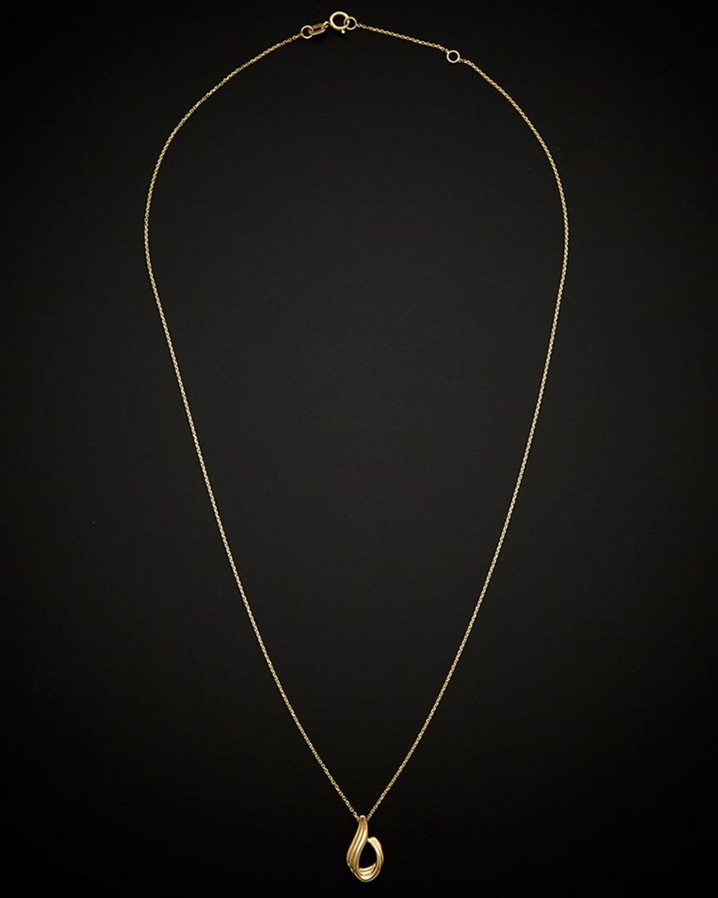 Italian Gold Black 14k Fancy Swoop Pendant Adjustable Necklace