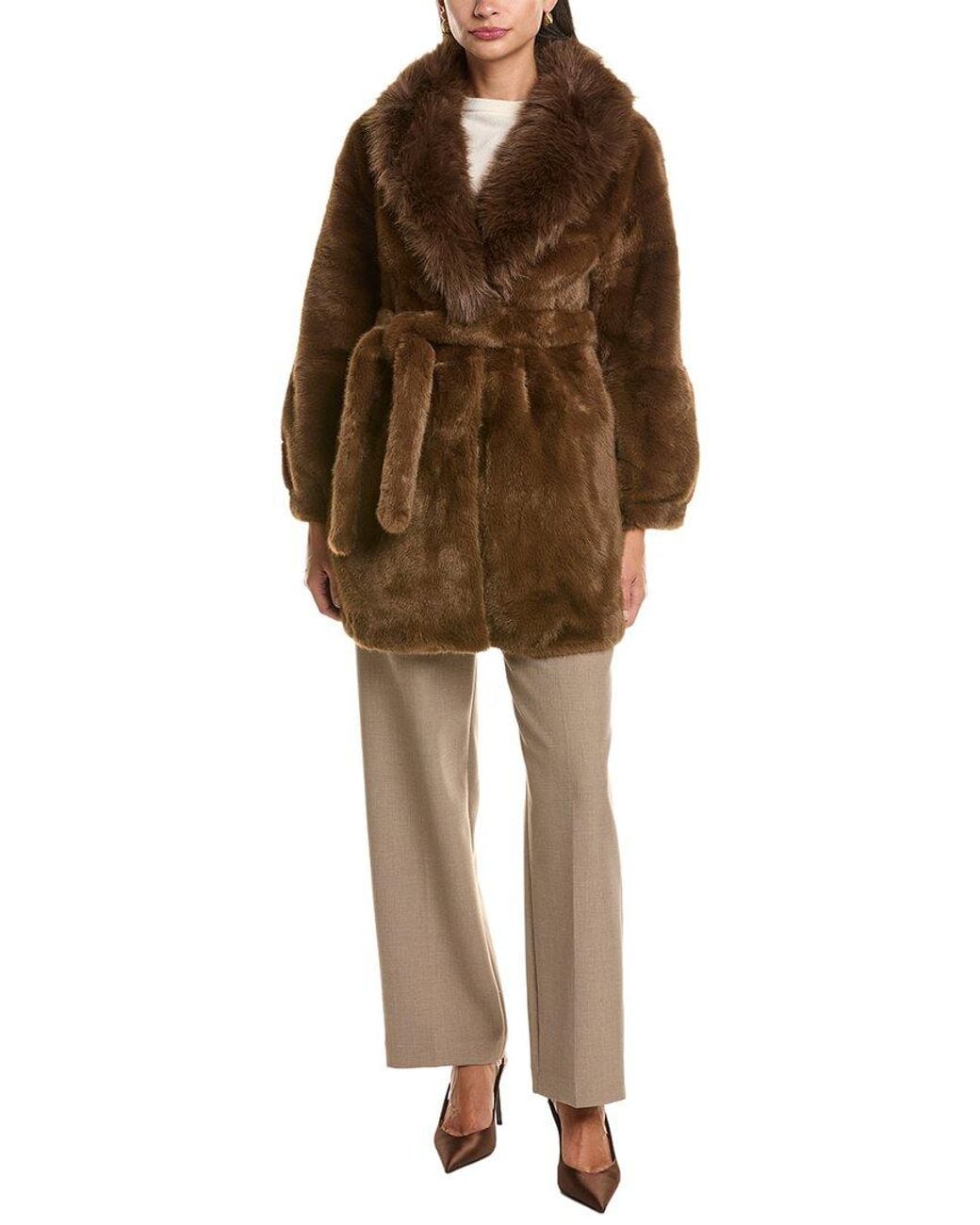 La Fiorentina Brown Plush Faux Fur Jacket