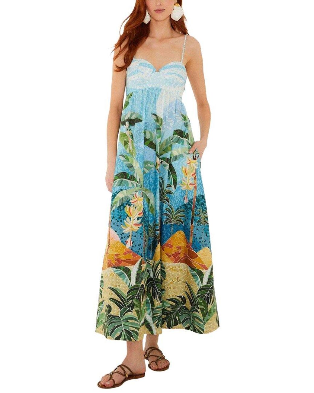AMINA GLAM Blue Linen-Blend Maxi Dress