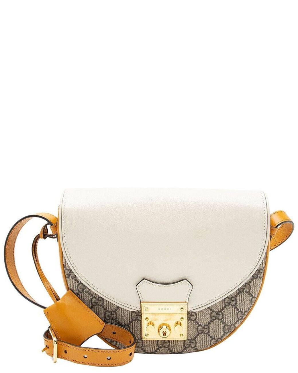 Gucci Natural Beige GG Supreme Canvas Padlock Saddle Small Shoulder Bag (authentic Pre-loved)