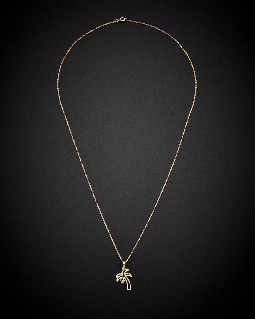 Italian Gold Black Fremada 14k Palm Tree Pendant Necklace