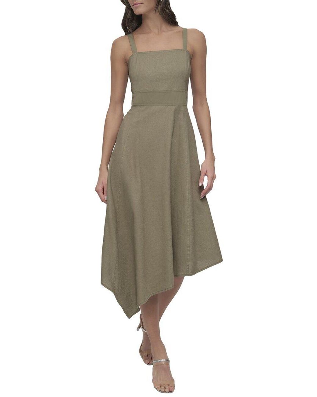 DKNY Green Linen-Blend Dress