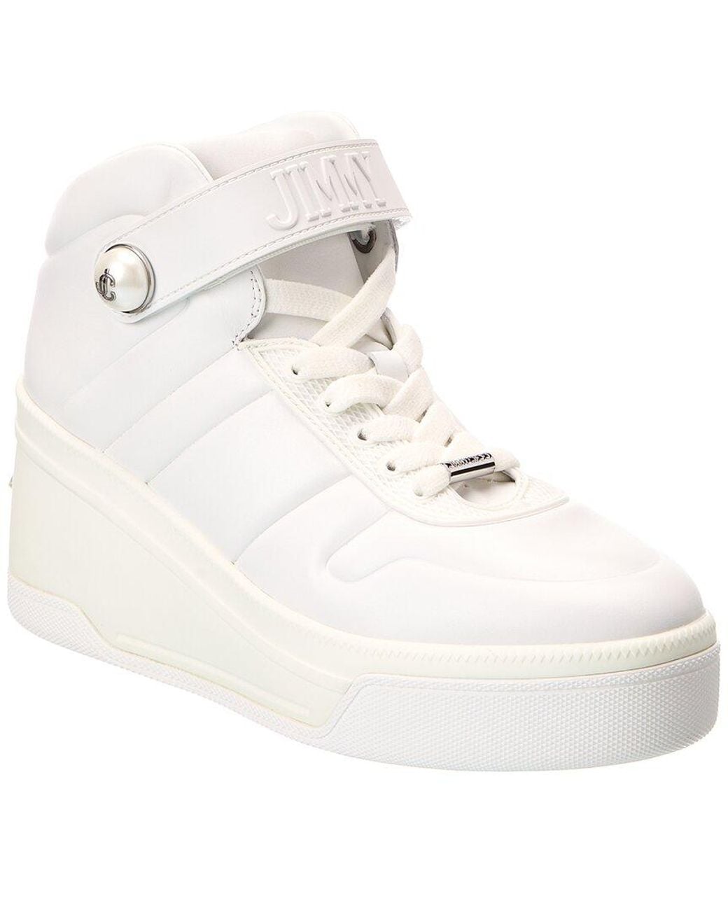 Jimmy Choo White Del Mar Leather Platform Sneaker